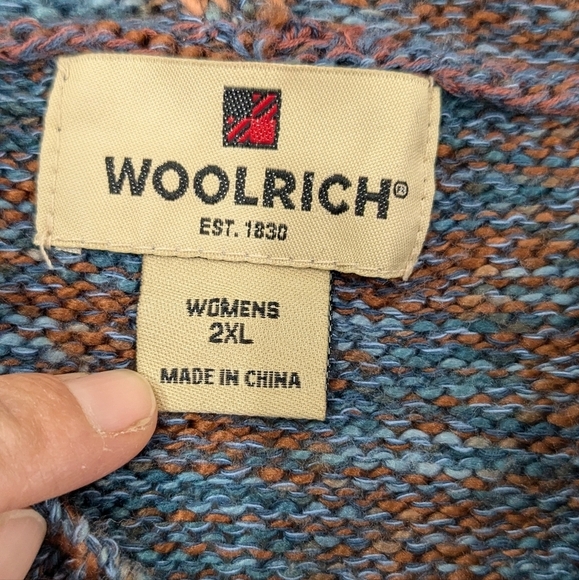 Woolrich Women's Knit Pullover Hooded Sweater Indigo One Button Shawl Neck 2X - Picture 8 of 10